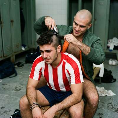 Bald fucker shaves a footballer’s head while he begs for more, his scalp tingling as the buzz cuts his pride away....