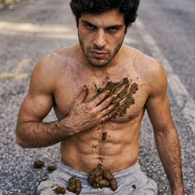This dude’s got the guts to smear his chest with shit right on the street, leaving a filthy trail of stinky glory. The way...