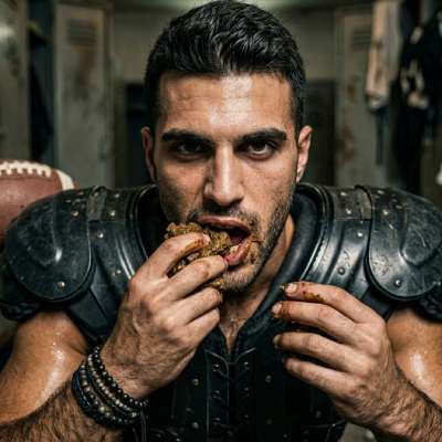 That hunky football player loves sinking his face into a fresh pile of shit in the locker room 🏈💩 #gayscat #fetish...