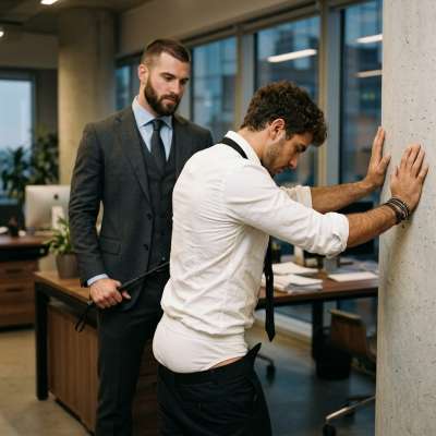 Fuck yeah, the boss just bent that little bitch over his desk and gave him a proper spanking till his ass was raw and...