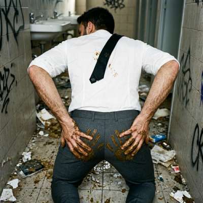 That filthy pervert’s ass is caked in thick, warm shit—lick it off, worship it, let it stain your face. #gayscat #toilet...