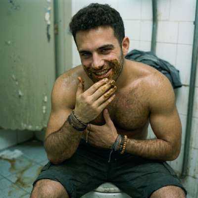 This dude’s face-deep in shit in a public john, slurping it like it’s the last fucking meal. #gayscat #toilet #hairy