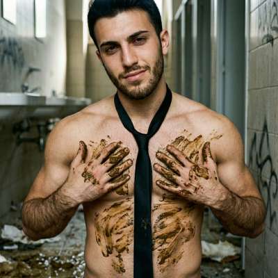 That tight ass slathered in warm, stinky shit in a filthy public john? Fucking *art* 🖼️💩 #gayscat #fetish #hairy