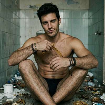 Dude’s got a fetish for filth—slathering shit all over his chest in a public john, leaving sticky, stinky proof of his nasty...