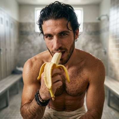 That tight twink shoves a whole banana down his throat, gagging on it like a hungry little slut. Watching him choke on it...