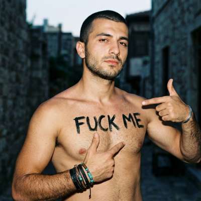 Fuck me written across his chest like a desperate prayer 😈🔥 so hard I can almost taste the filthy words on his skin...