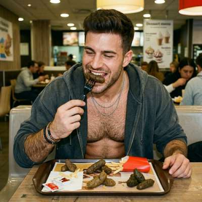 That fat little twink loves shoving shit down his throat while sitting at the fast food table, moaning like a hungry slut....