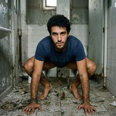 That tight ass squats in a public toilet, letting loose a thick, warm turd right on the floor. Watching it plop out is so...