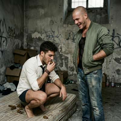 Forced to eat that warm, steaming shit pile while the skinhead growls in my ear—nothing gets me harder than being his filthy...