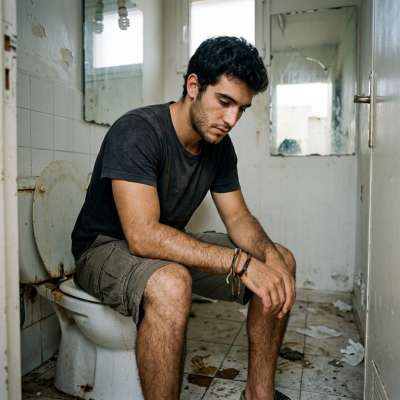 Sucking that tight hole while he’s sitting on the toilet, watching his face twist in pleasure as I finger his prostate....