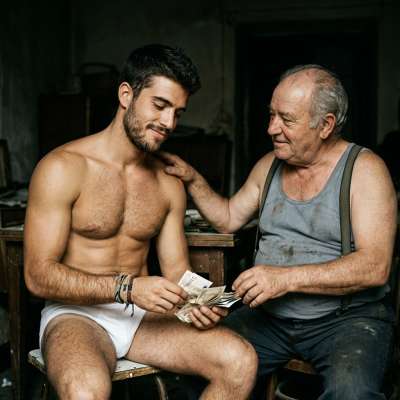 Old man’s wrinkled hands grip my ass as he stuffs his cock down my throat, moaning like a fucking pig while I gag on his...