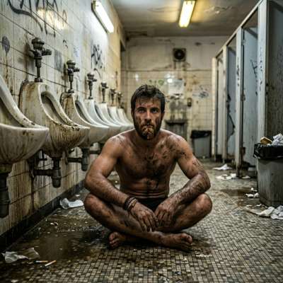 That filthy slut’s ass is planted right on the grimy bathroom floor, his hole dripping with need as he waits for you to...