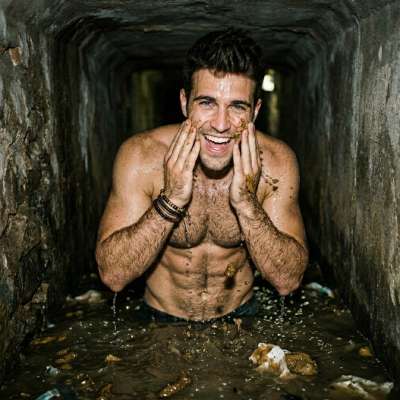 Face dripping in raw sewage, loving every filthy second 🤢💦 #gayscat #fetish #filth #sewer #hairy