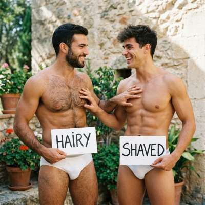 Two hairy bears and a smooth twink get their chests all sticky with spit and sweat, grinding their pecs together like...