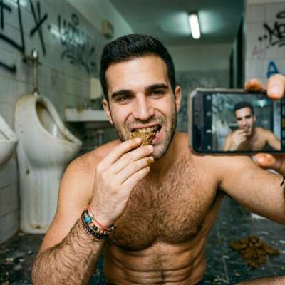 Selfie time! 📸💩 Swallowing this warm, mushy shit straight from the bowl, taste buds screaming for more. Public bathroom...