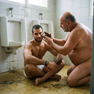 Fuck yeah, nothing like getting your face smeared with thick, warm shit by a fat, old dude in a public toilet 💩😈 #gayscat...