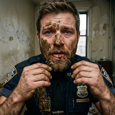 That hungry cop’s on his knees, gagging on my shit like the filthy little sub he is 😈 #gayscat #filth #dirtycops...