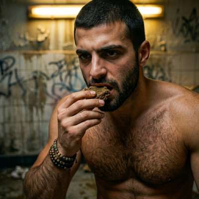 Hot as hell watching this guy slurp up that filthy load in the grimy public stall—nothing sexier than a man who loves his...