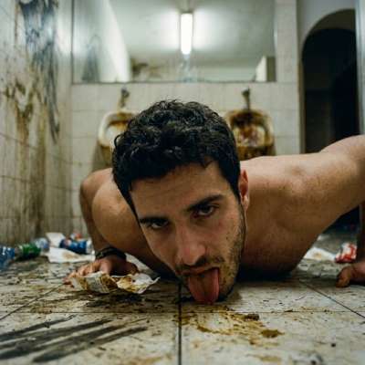 Hot as hell licking that filthy shit-stained floor in a public bathroom—dirty boy knows how to get his fix. #gayscat #toilet...