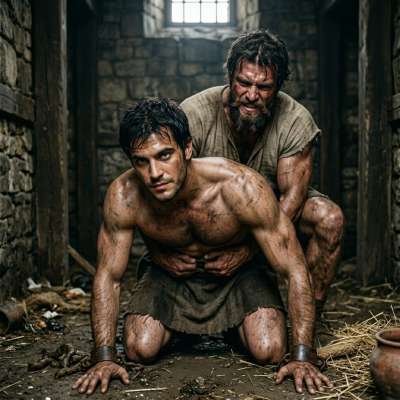 Prisoner on his knees, getting brutally claimed in that filthy cell—dripping, desperate, and mine. #humiliation #rough...