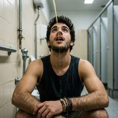 Hot little thing taking that golden stream down his throat—fucking perfect submission. #gaypiss #submission