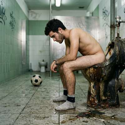 Hot little thing taking a dump in that filthy, crumbling toilet—absolute gayscat gold. Messy, raw, and so damn perfect....