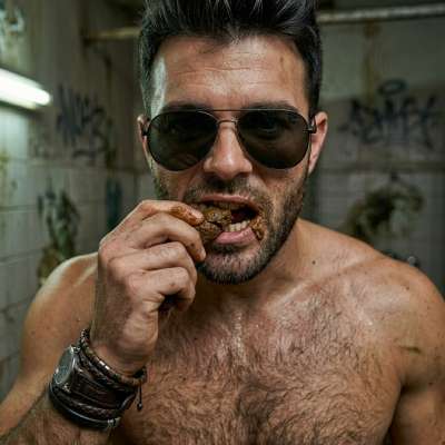Hot as hell watching this guy slurp up that filthy load in a public restroom—dirty, desperate, and so fucking wrong. Who’s...