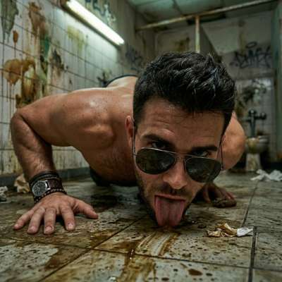 Hot as hell watching this guy deep-throat the filthy floor like a damn champ. That tongue? Pure sin. Who’s ready to get...