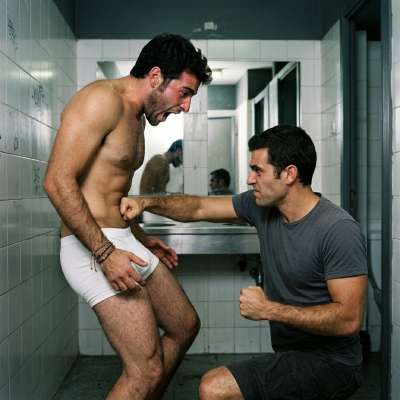 Two rough boys getting wild in a public bathroom—hard, dirty, and so fucking hot. Who needs privacy when you’ve got this...