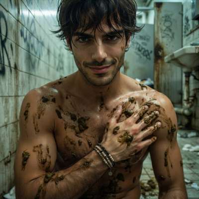 Hot as hell watching this guy slather himself in filth—public bathroom filth, messy and so fucking wrong. Who’s ready to get...