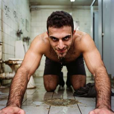 Hot as hell watching this guy lose it in a public bathroom—nothing sexier than that filthy, desperate puke face. Who’s here...