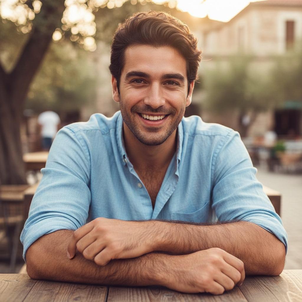 Sunlight kisses his smile as he sits at an outdoor table—pure joy in every glance. Celebrating the beauty of masculinity,...
