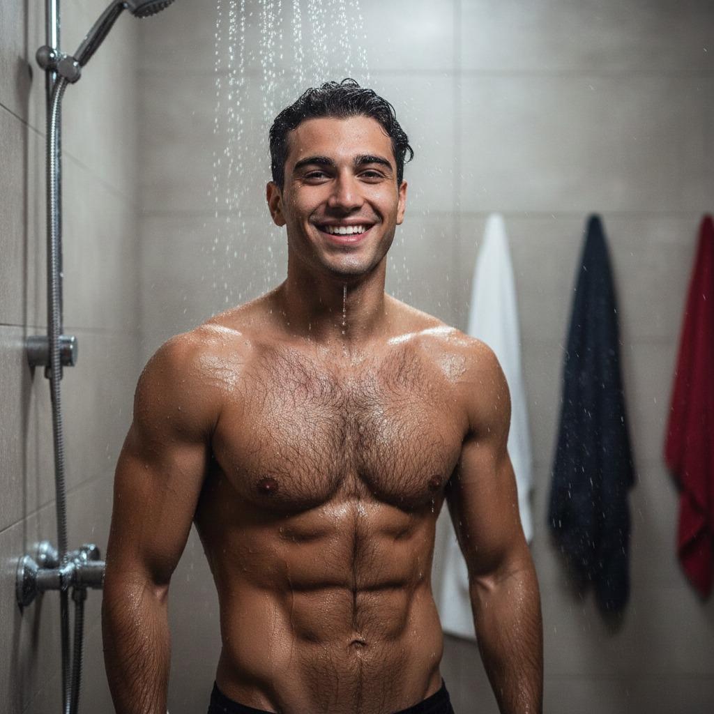 Nothing beats the raw beauty of a rugged, hairy guy stepping out of the shower in the locker room. Pure masculinity at its...
