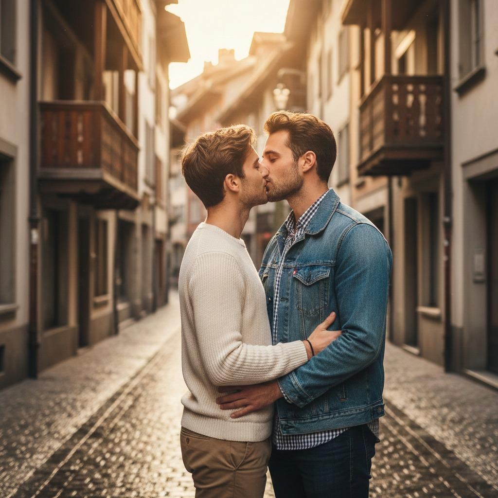 Two Swiss hearts, one passionate kiss. A moment of pure love and beauty, captured in time. Celebrating the timeless allure...
