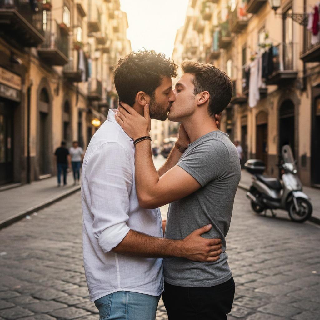 Two boys lost in a kiss under the golden sunset—love knows no boundaries. 💋 Celebrate passion, celebrate pride. #malebeauty...