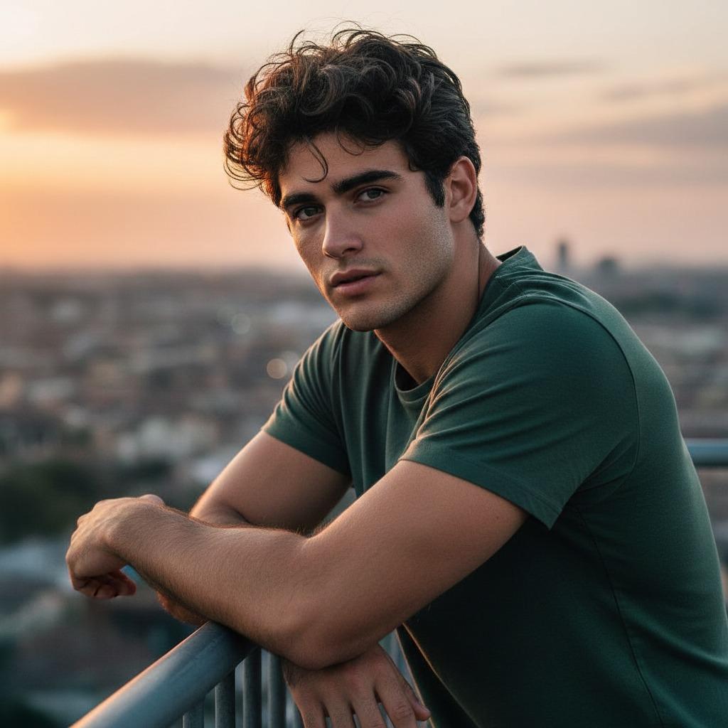 Celebrating raw masculinity at its finest! 💙 This stunning guy leans against the railing, effortlessly exuding confidence...