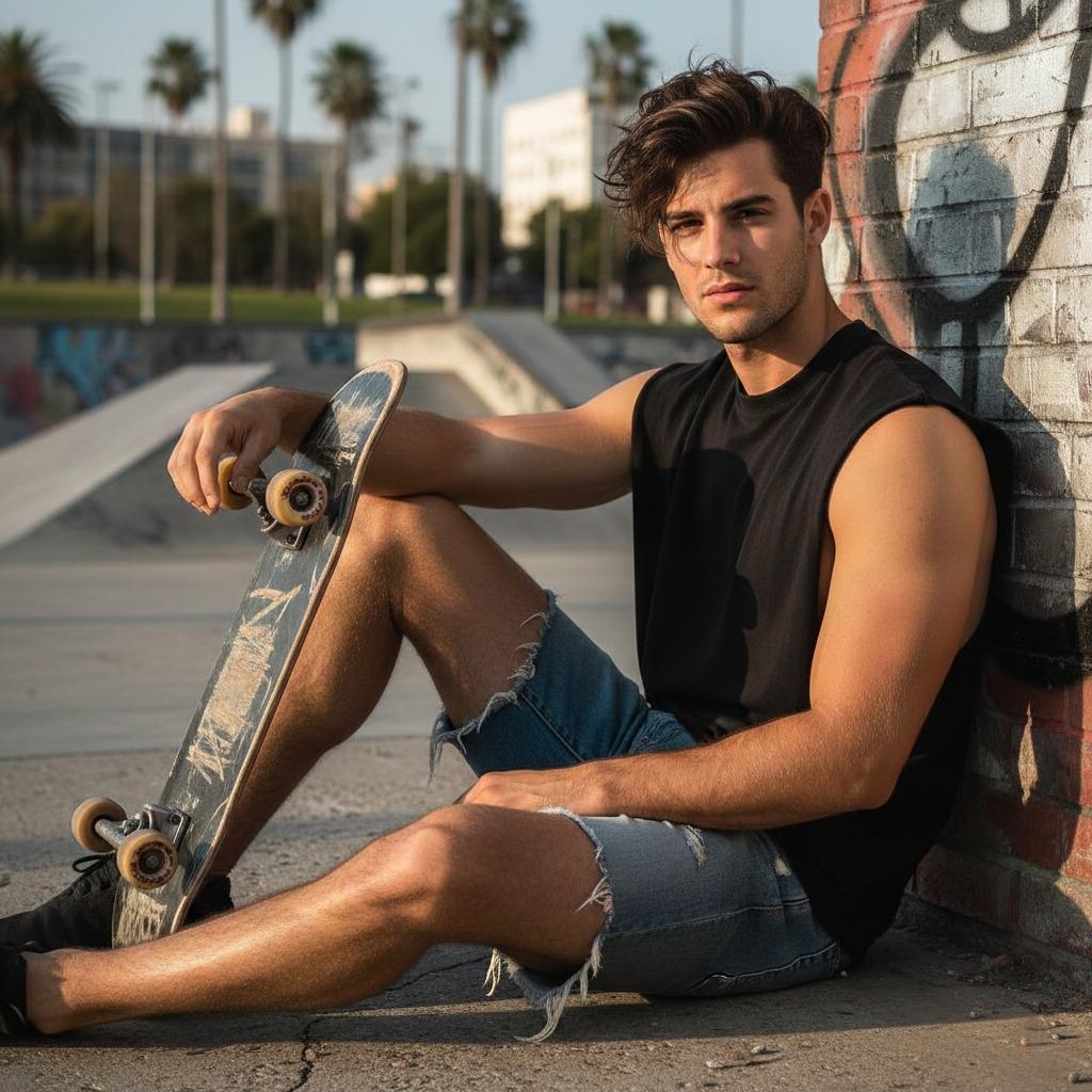Sun-kissed and effortlessly cool—this skater’s vibe is pure fire. 🔥🏳️‍🌈 #street #athlete