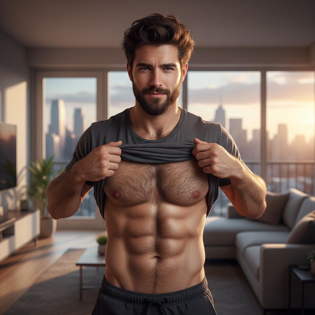 Celebrating the raw beauty of masculinity! 💪🏳️‍🌈 This hunky guy’s natural charm is pure perfection. #bedroom #hairy