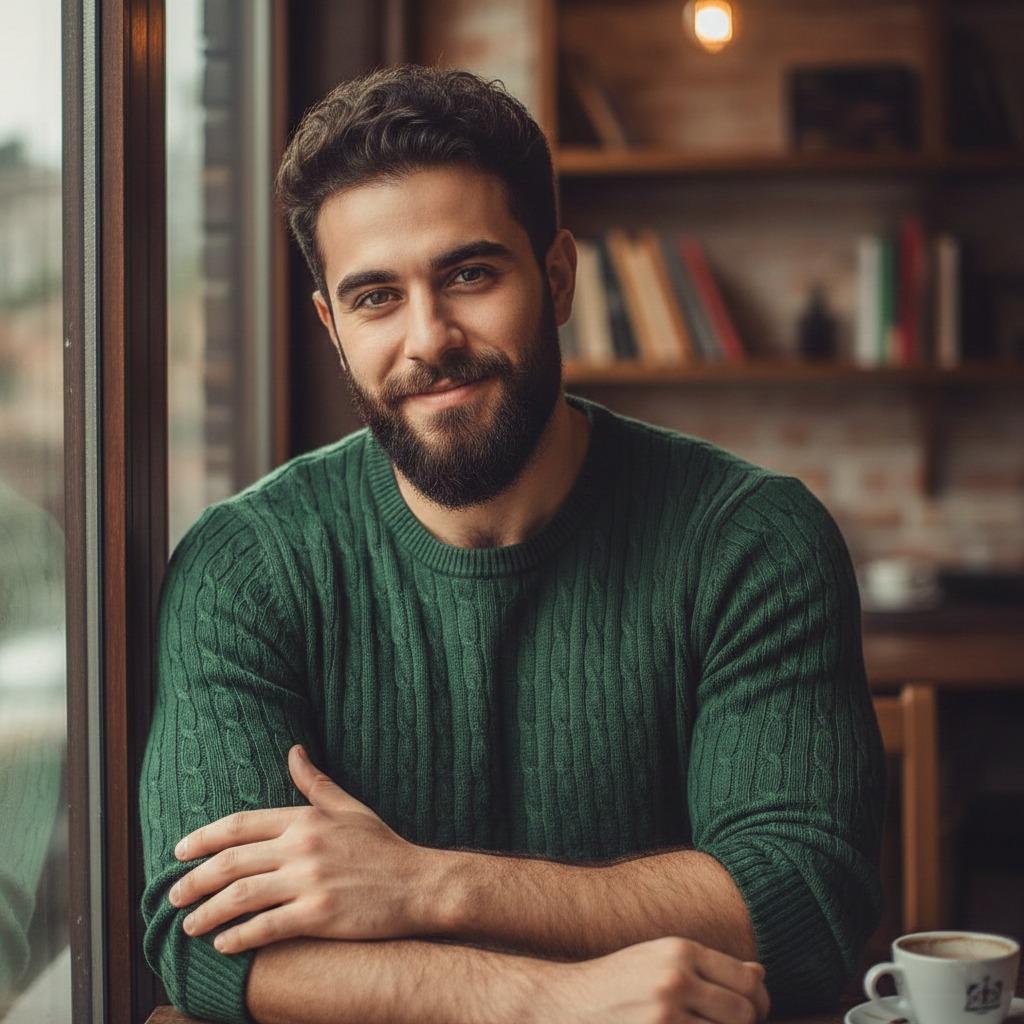 Celebrating the beauty of masculinity with this radiant smile. 🌈✨ #malebeauty #library #hairy