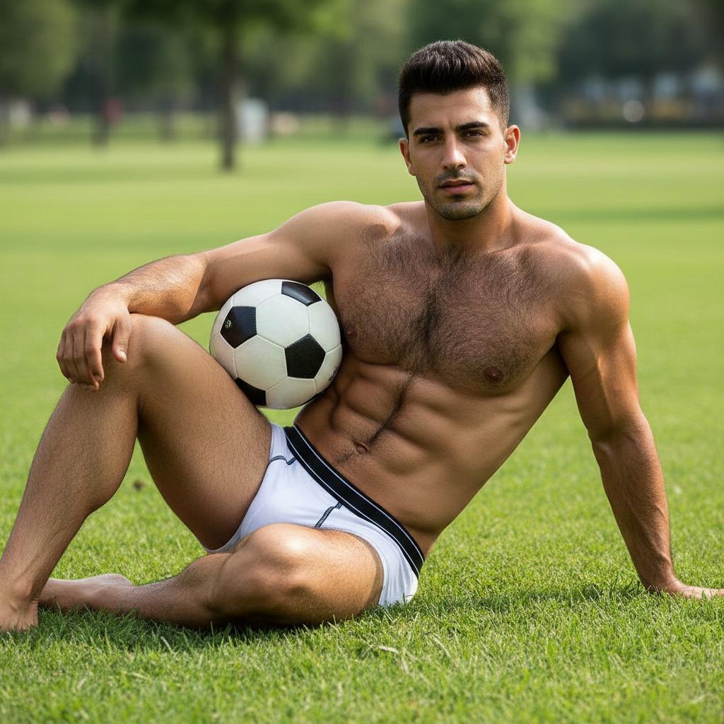 Celebrating raw masculinity! 🏆 Check out this hunky footballer flaunting his stunning physique. Pure power, pure passion....
