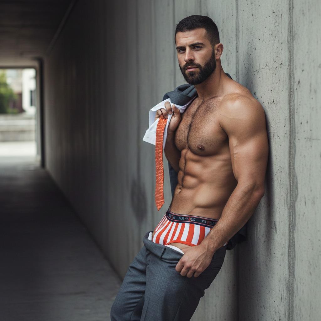 Unbuttoning power suits, revealing strength beneath. The art of masculinity in motion. 💪 #street #underwear