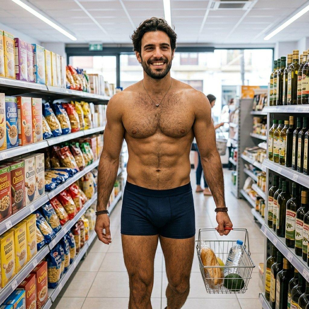 Every time you see a guy shopping in his underwear, remember: confidence is the sexiest accessory. 😏🔥 #kitchen #underwear...