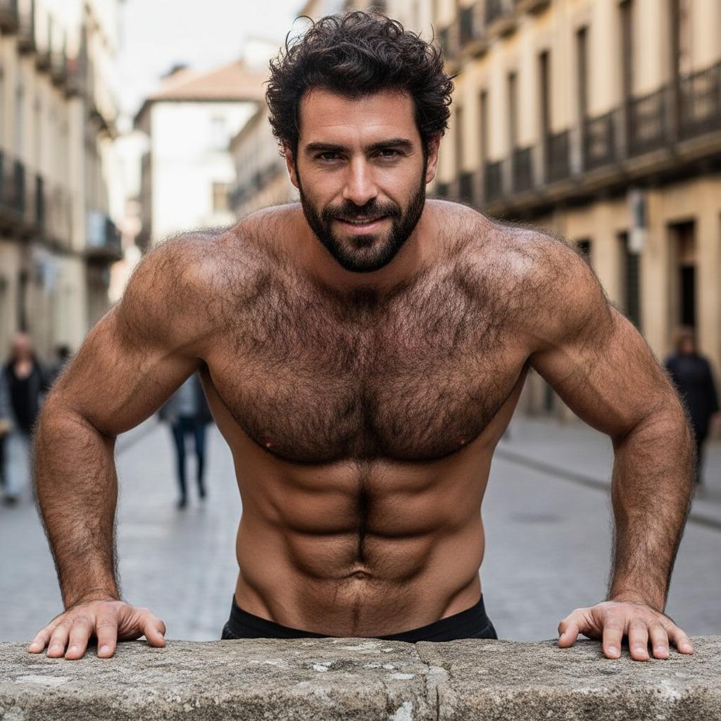 Every inch of him is pure art—fur, muscle, and confidence in one perfect package. The male form at its finest. #street #hairy