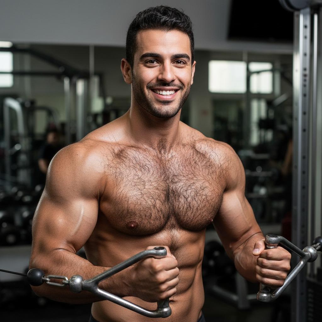 Every drop of sweat glistens on that sculpted fur—pure gym magic. 🔥💪 #gym #athlete
