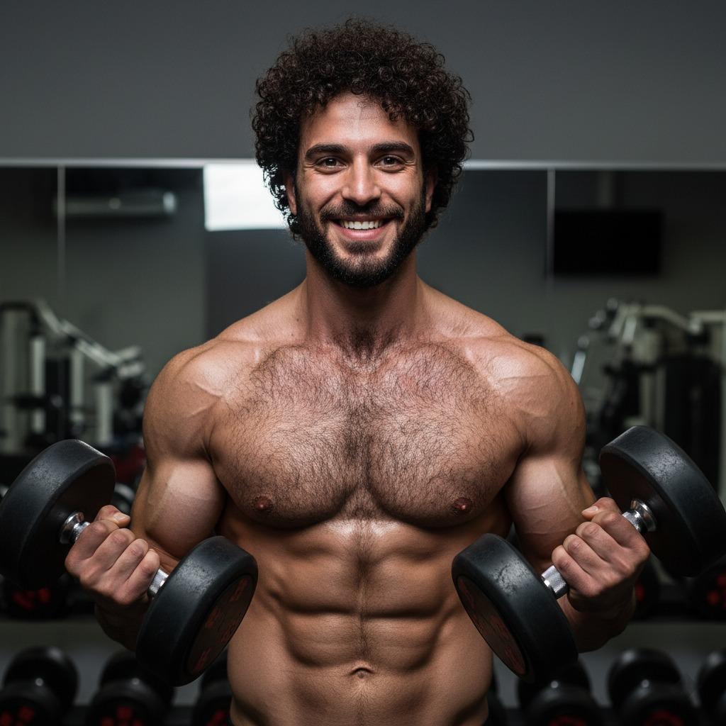 Every time he flexes, the world pauses to admire that sculpted, hairy chest. Pure gym magic. 🔥 #gym #athlete