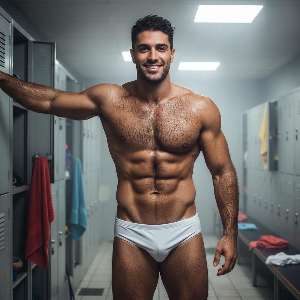 Every poolside moment deserves a flex. Celebrate the raw, powerful beauty of men who own their strength. #lockerroom...