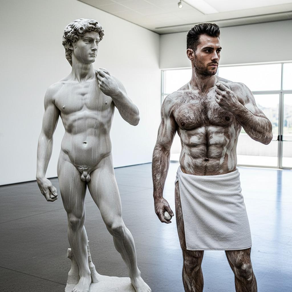 Every inch of him is pure art. Pose like Michelangelo’s David? More like flawless perfection. 🏛️🔥 #malebeauty #antiquity...