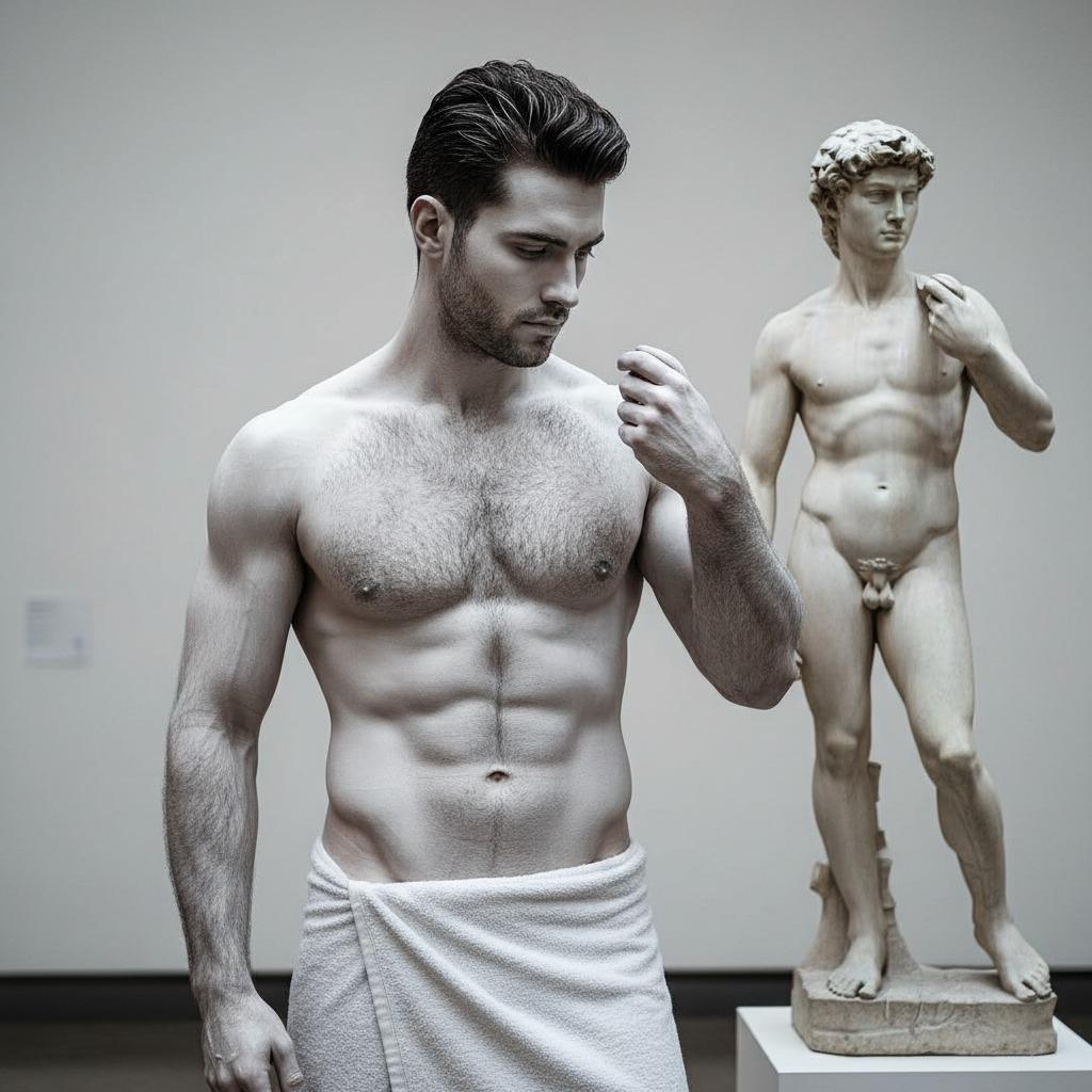 Every curve, every line—pure art. The modern-day David? More like the modern-day dream. 🔥 #malebeauty #antiquity #athlete