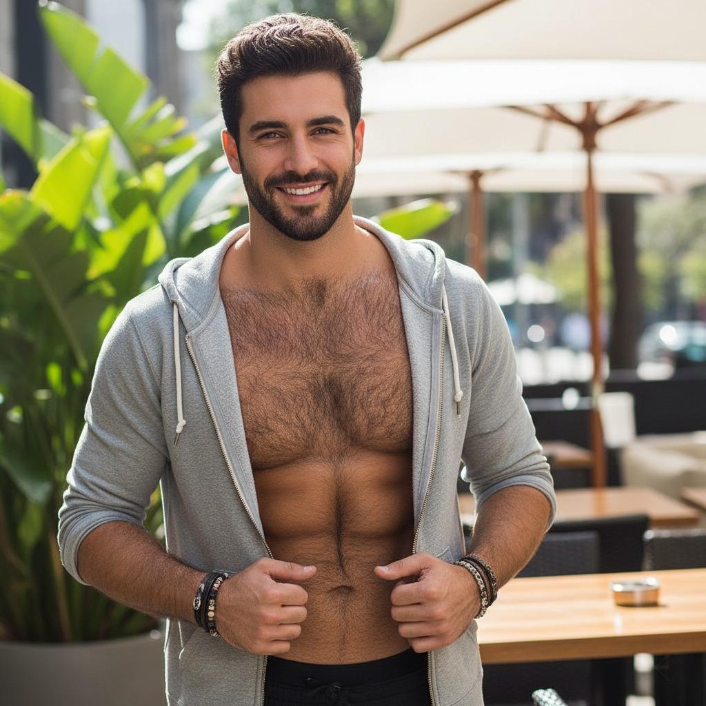 Flaunt that furry chest with pride! Every ripple of muscle tells a story of strength and confidence. Celebrate the beauty of...