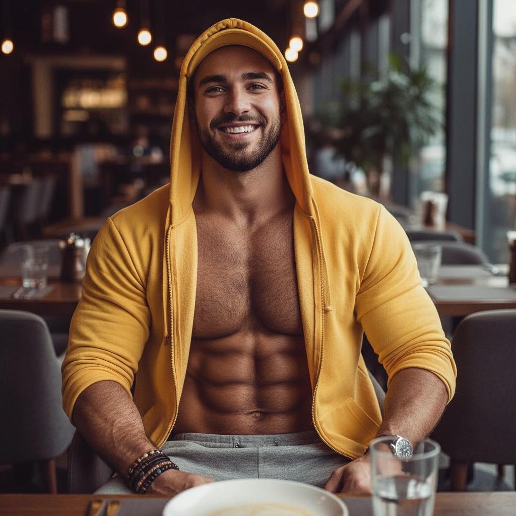 Every ripple of his abs is a masterpiece. The perfect blend of strength and style, captured in one breathtaking shot....